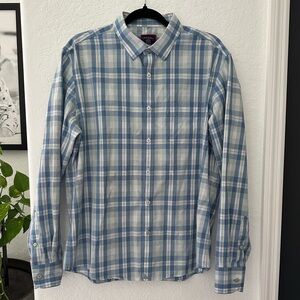UNTUCKit Light Blue and White Plaid Shirt